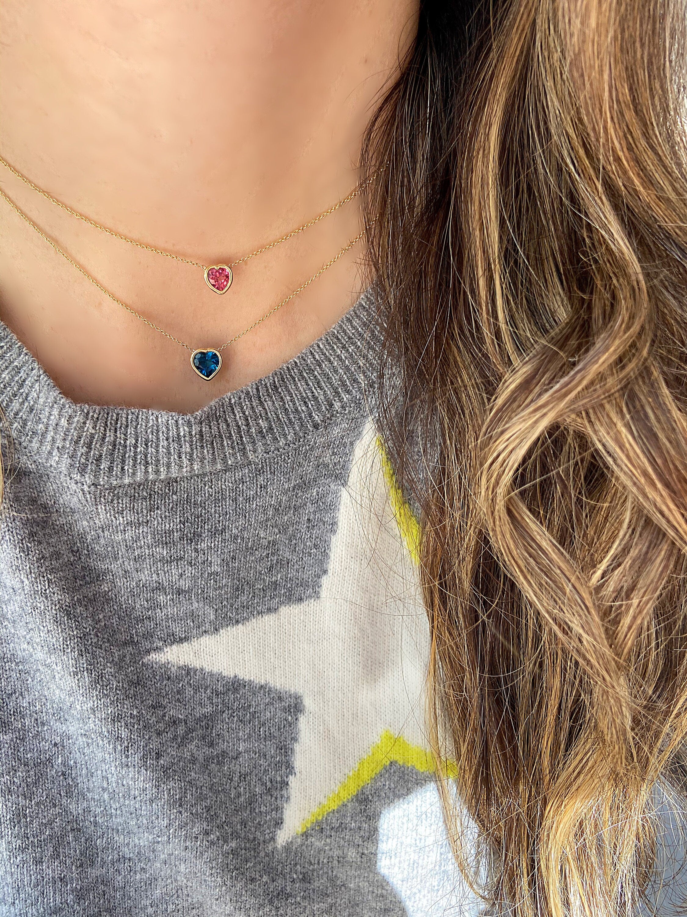14k Gold Pink Tourmaline Heart Necklace, Valentines Day, Valentines Gift