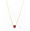 14k Gold Pink Tourmaline Heart Necklace, Valentines Day, Valentines Gift