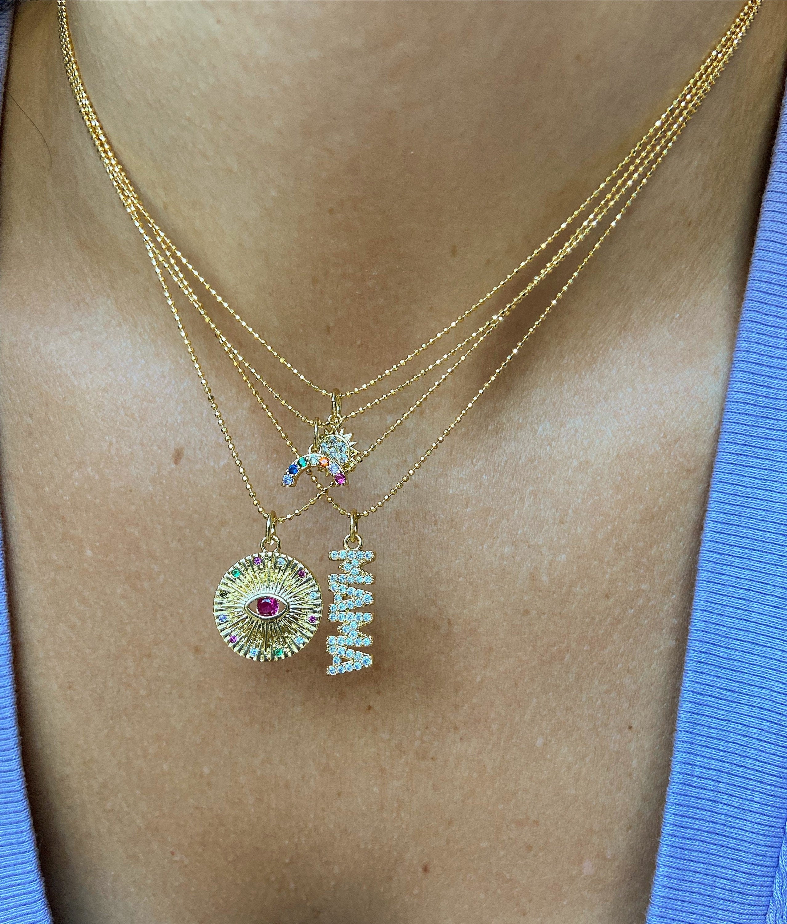 Gold Rainbow Charm Necklace