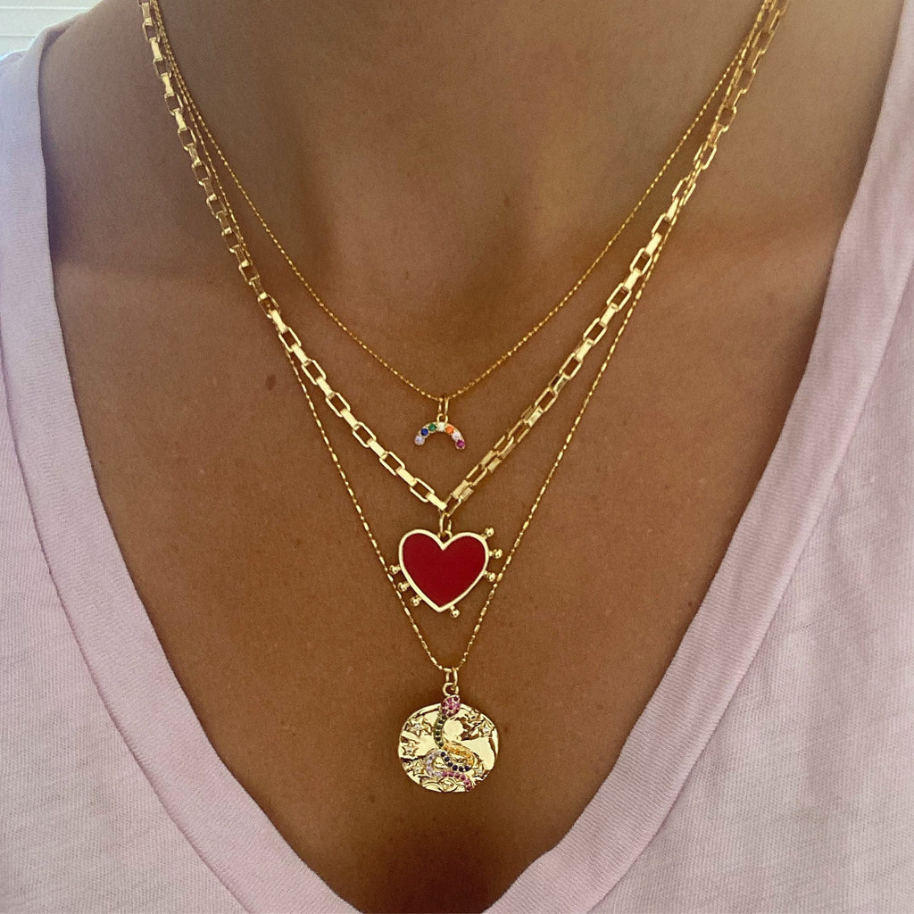 Gold Snake & Star Coin Necklace
