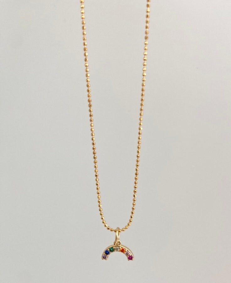 Gold Rainbow Charm Necklace