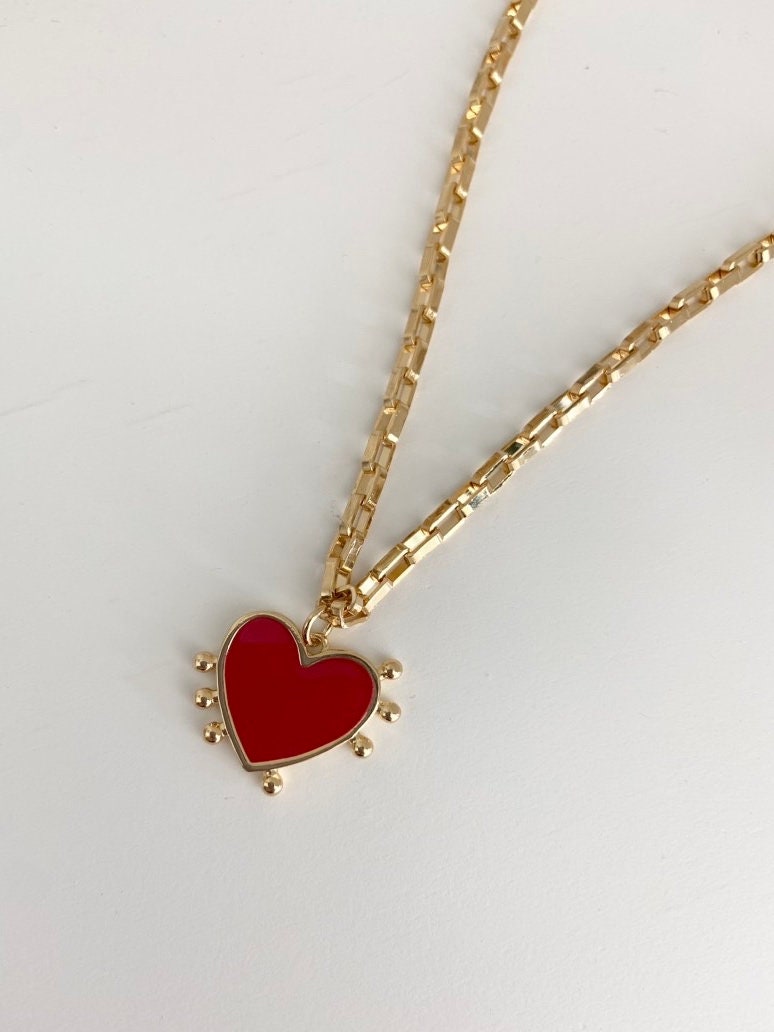 Red Heart Statement Necklace