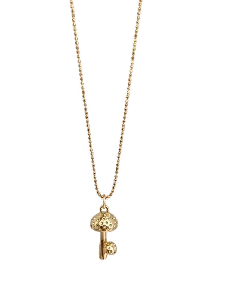 Gold Double Mushroom Necklace