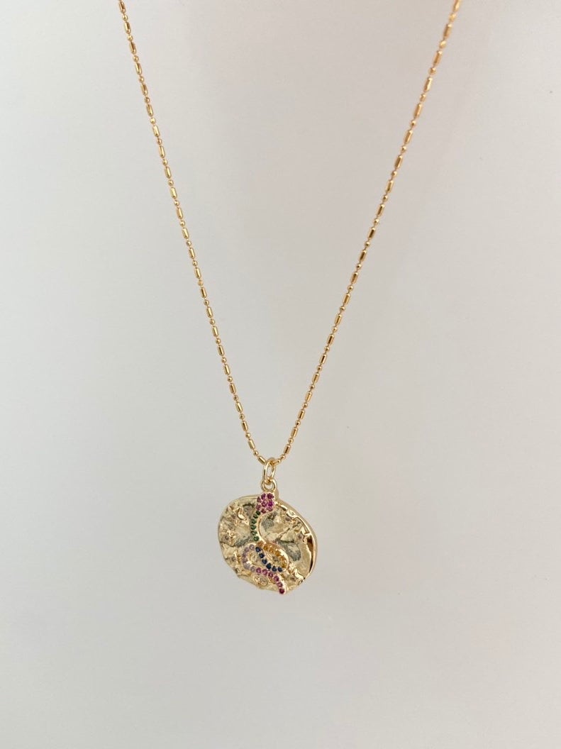Gold Snake & Star Coin Necklace