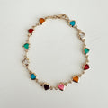 18k Gold Filled Heart Bracelet: Multicolored CZ Dainty Chain Valentines Day