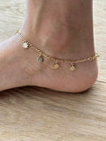 18k Gold Filled Daisy Anklet: Figaro Chain Summer Jewelry