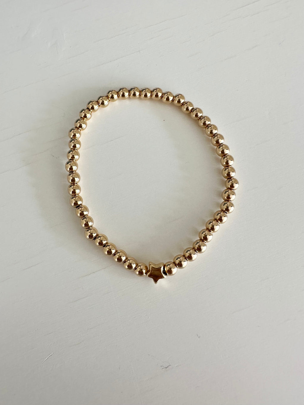 18k Gold Filled Star Beaded Bracelet: Dainty Layering Bracelet