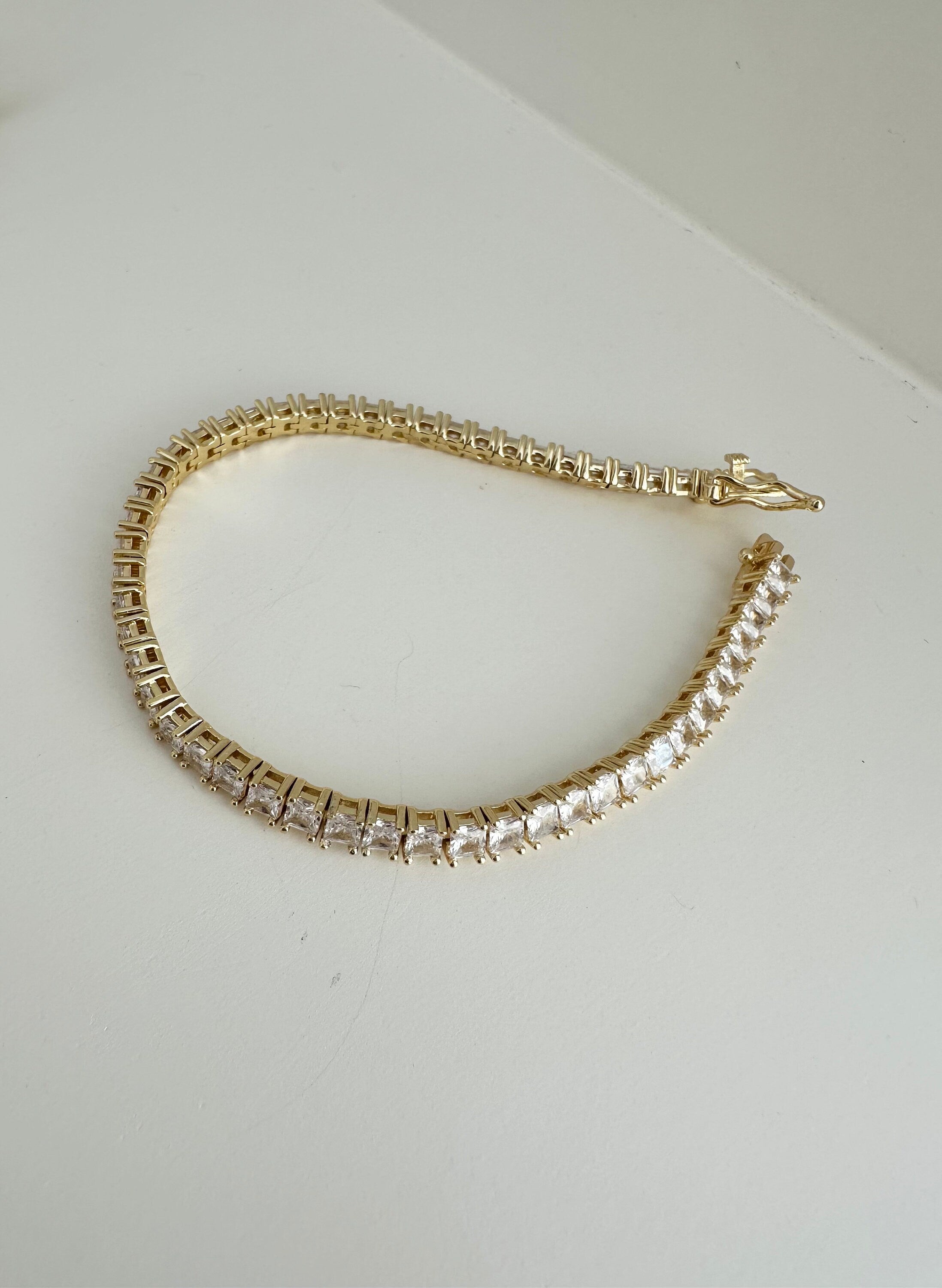 18k Gold Filled CZ Square Tennis Bracelet