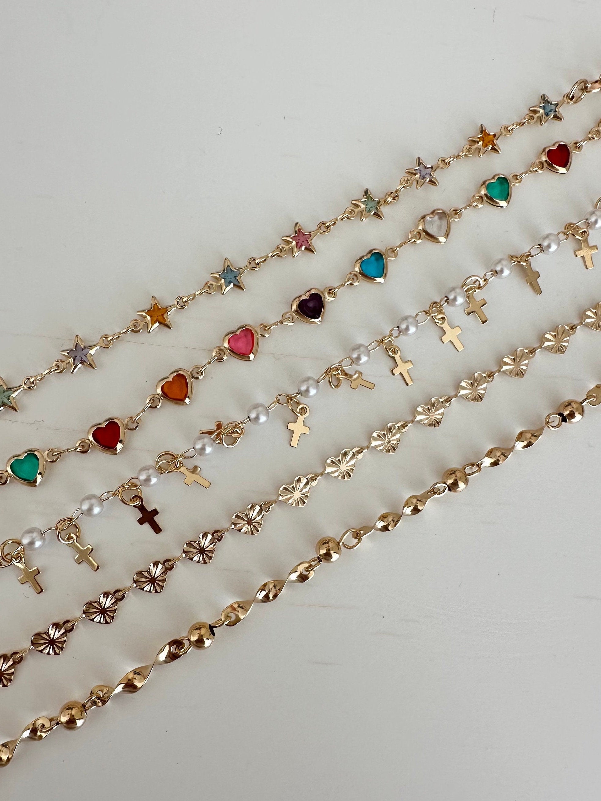 18k Gold Filled Heart Chain Bracelet: Dainty Valentine's Gift Valentines Day