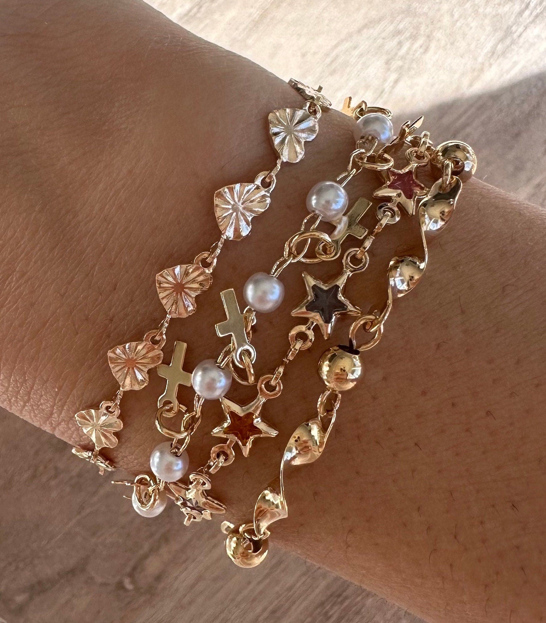 18k Gold Filled Heart Chain Bracelet: Dainty Valentine's Gift Valentines Day