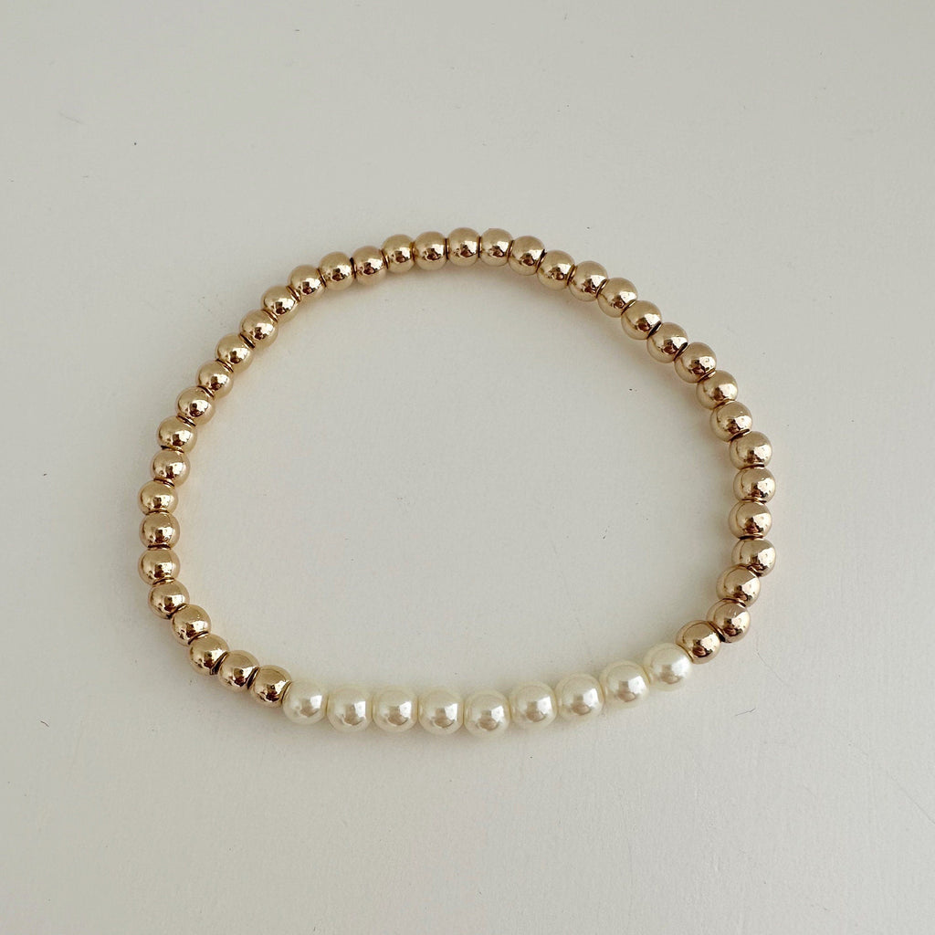 Pearl and Gold Beaded Bracelet