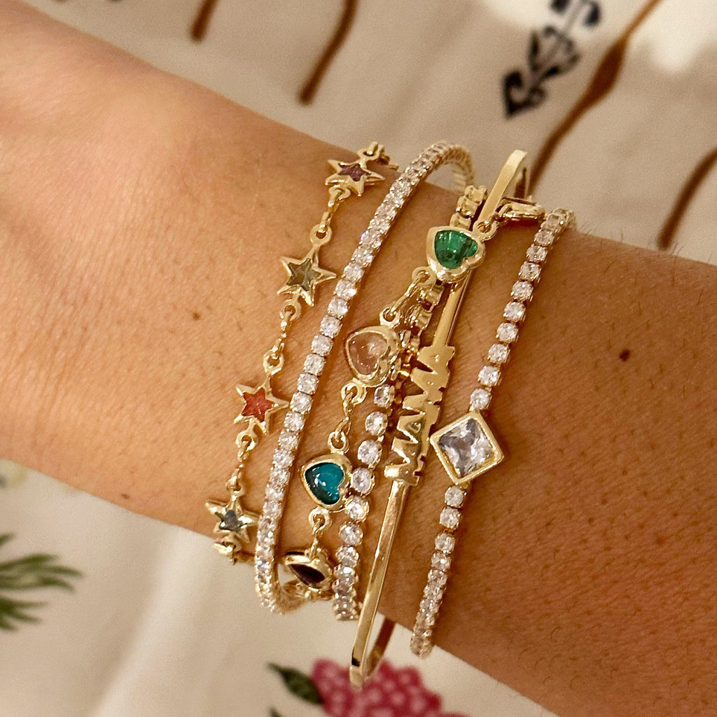18k gold filled Diamond shape gold CZ Tennis bracelet