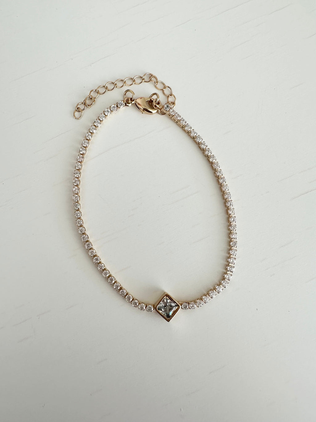 18k gold filled Diamond shape gold CZ Tennis bracelet