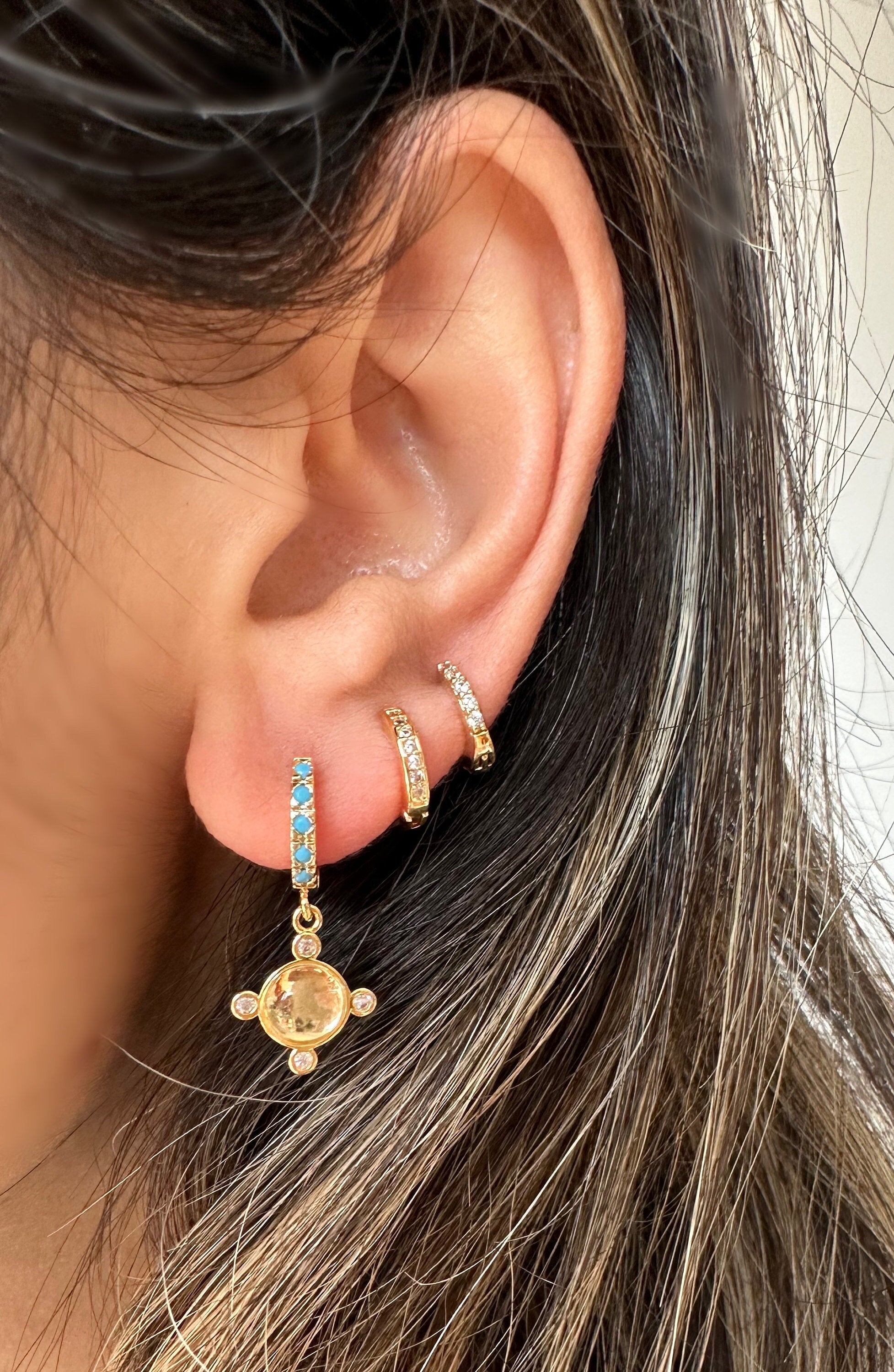 Turquoise Huggie Earrings