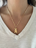 Gold Teddy Bear Statement Necklace: Chunky Charm Jewelry