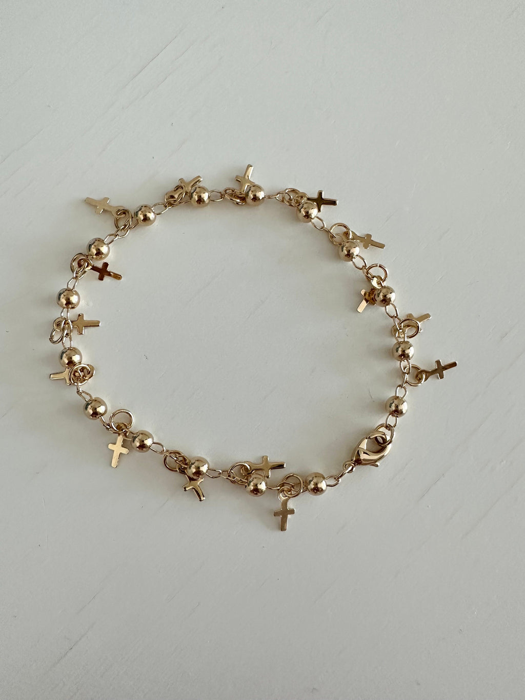 Gold Cross Charm Bracelet