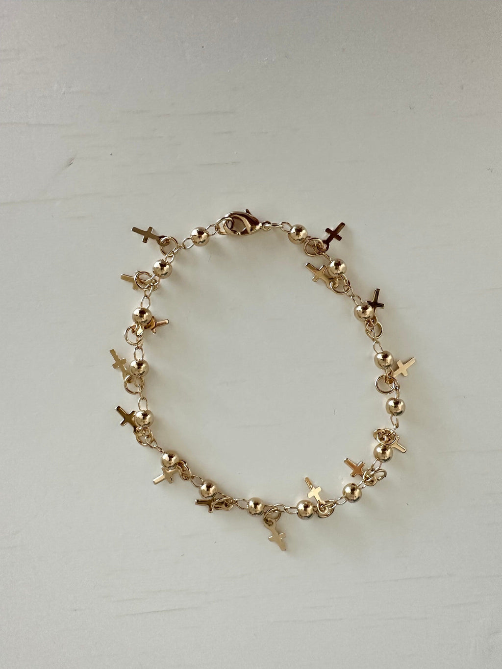 Gold Cross Charm Bracelet