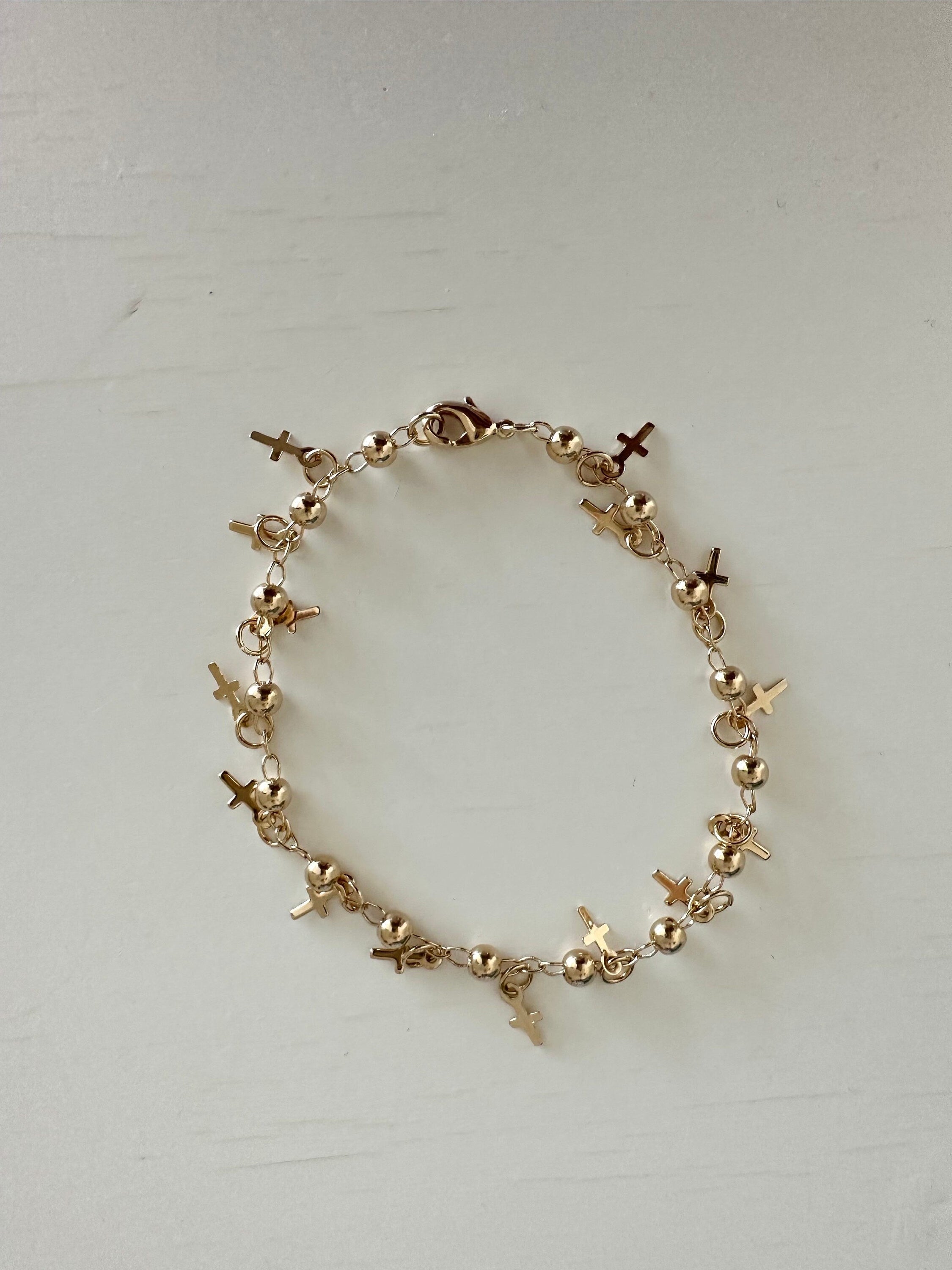 Gold Cross Charm Bracelet
