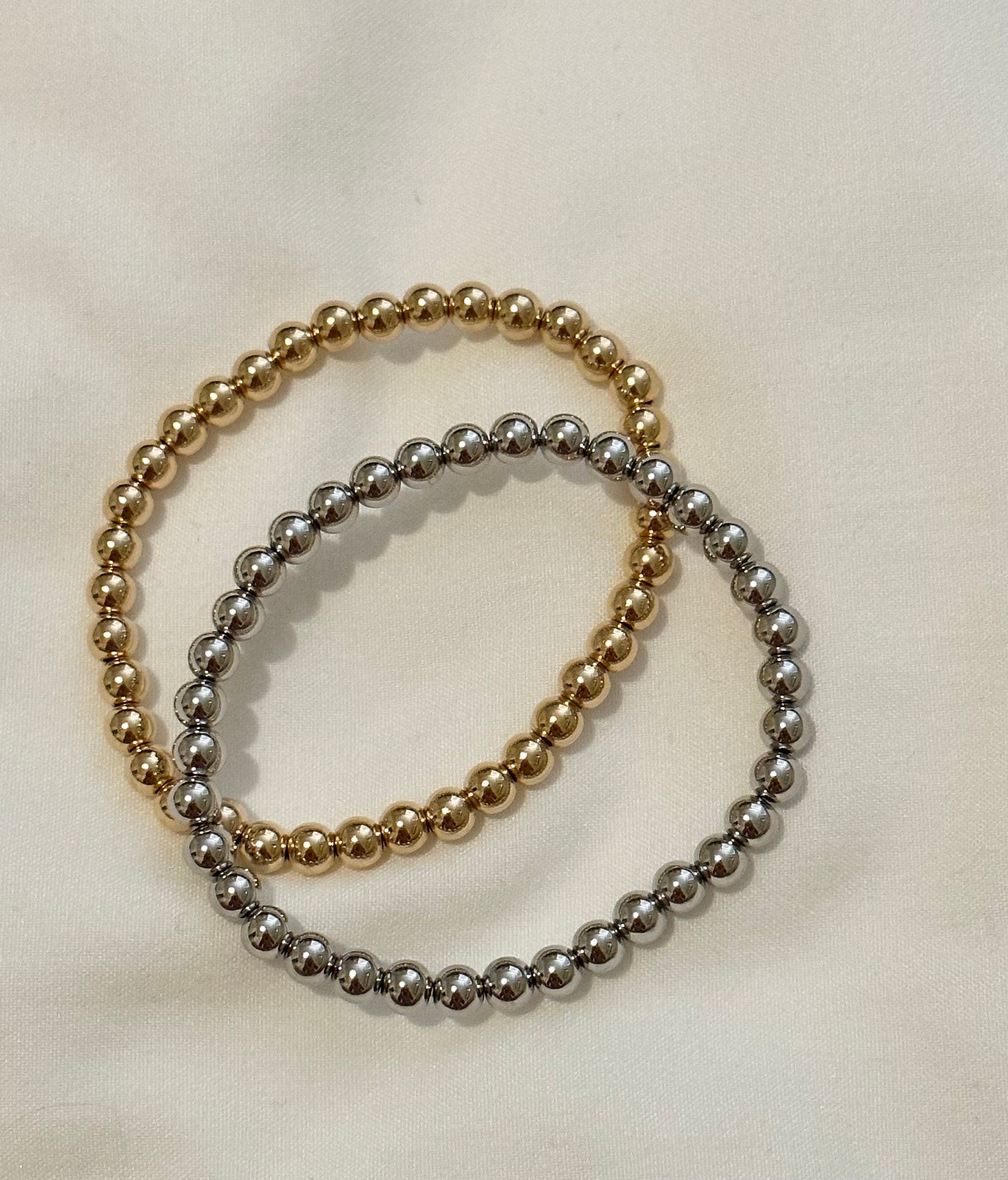 18k gold filled medium beaded Bracelet, Dainty Bracelet