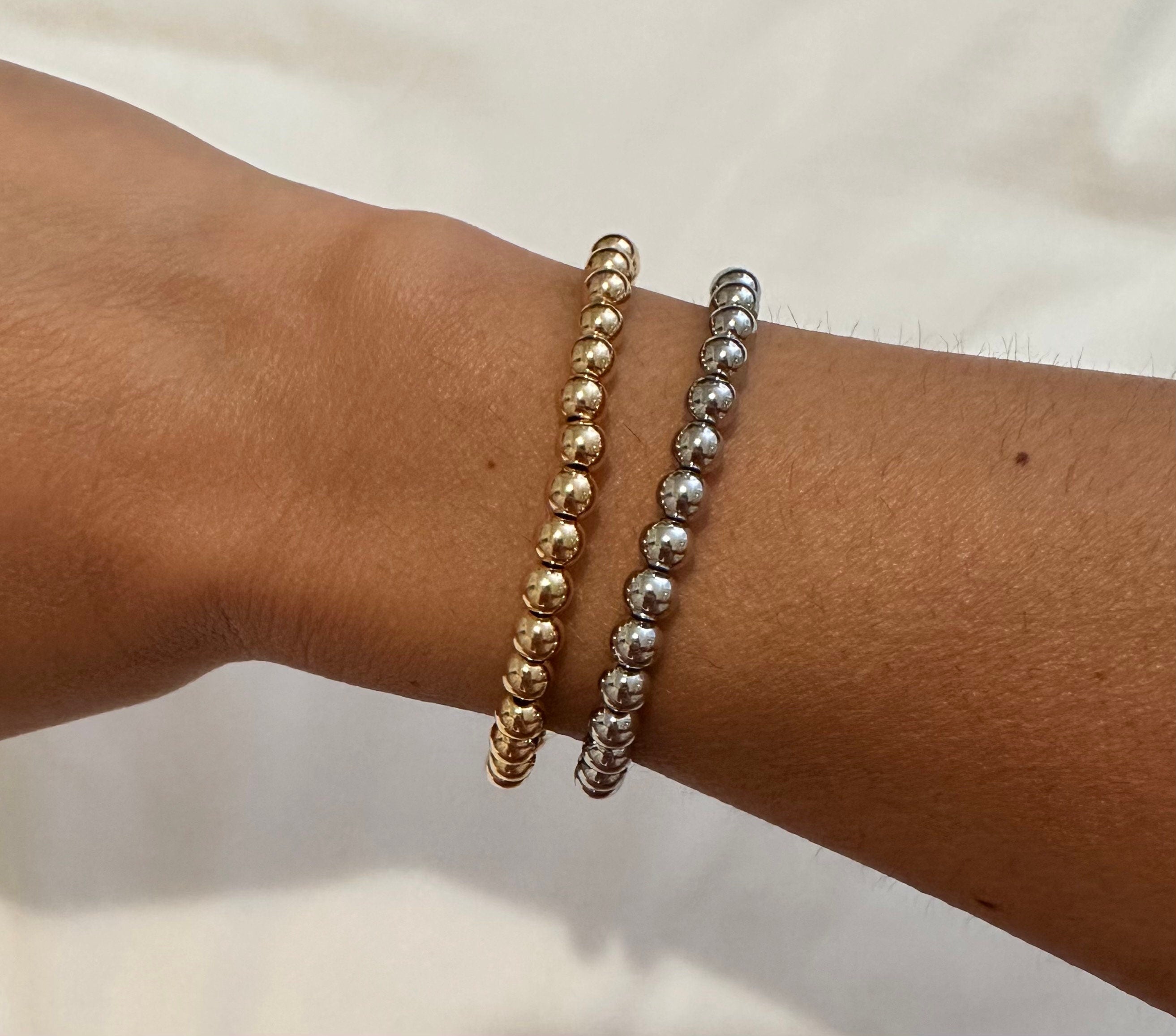 18k gold filled medium beaded Bracelet, Dainty Bracelet
