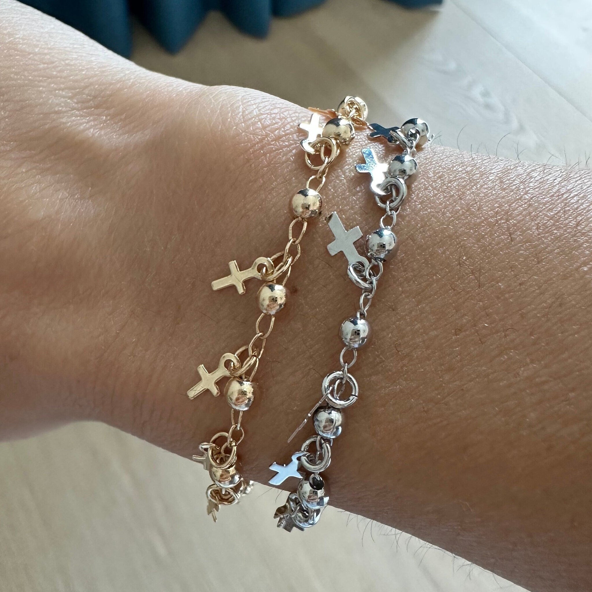 Gold Cross Charm Bracelet