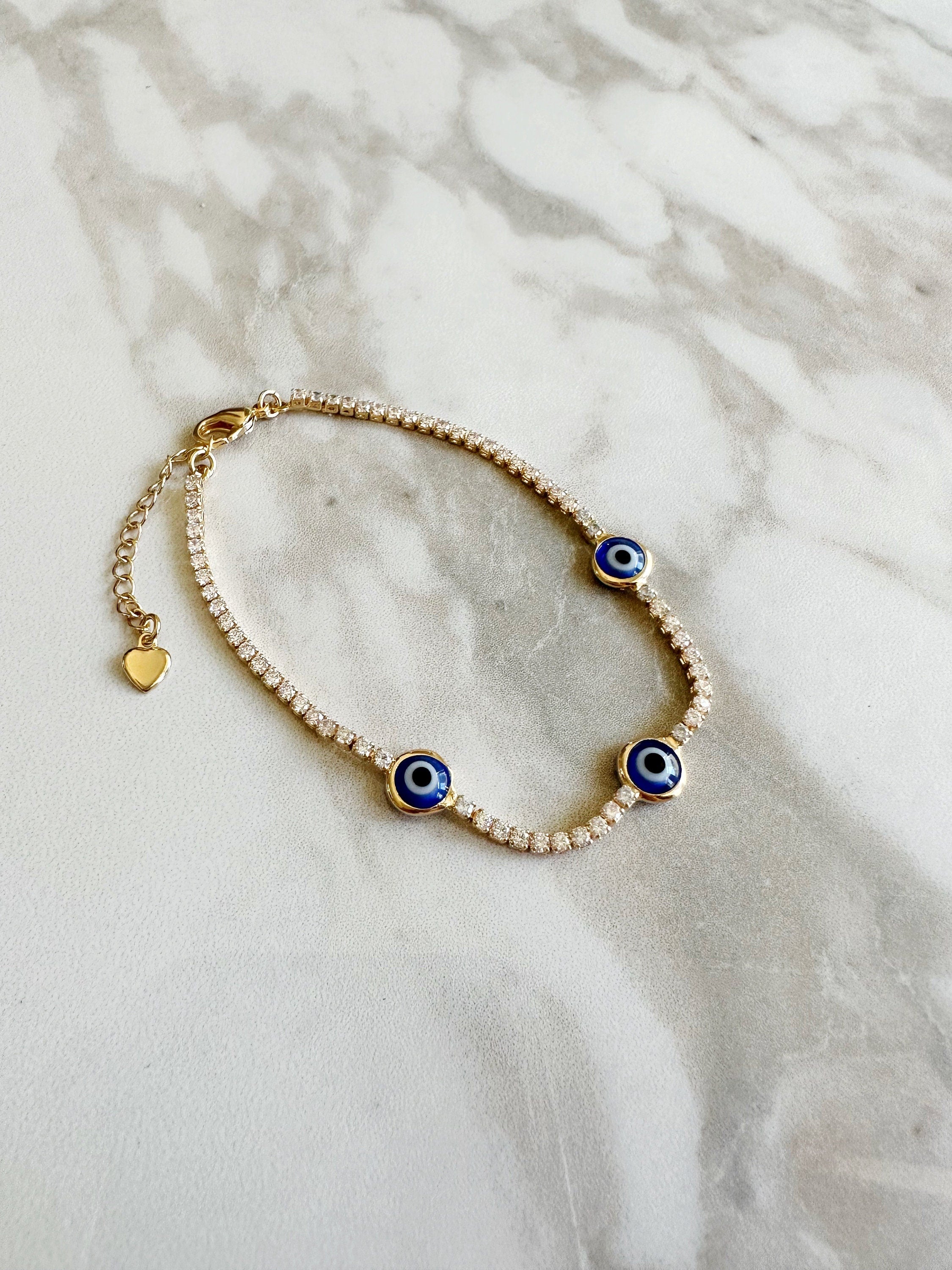 Blue Evil Eye Tennis Bracelet