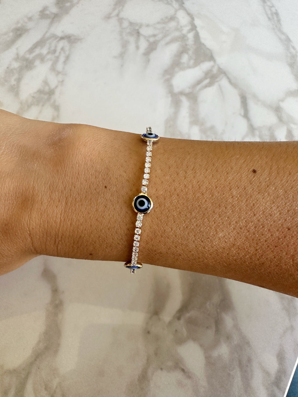 Blue Evil Eye Tennis Bracelet