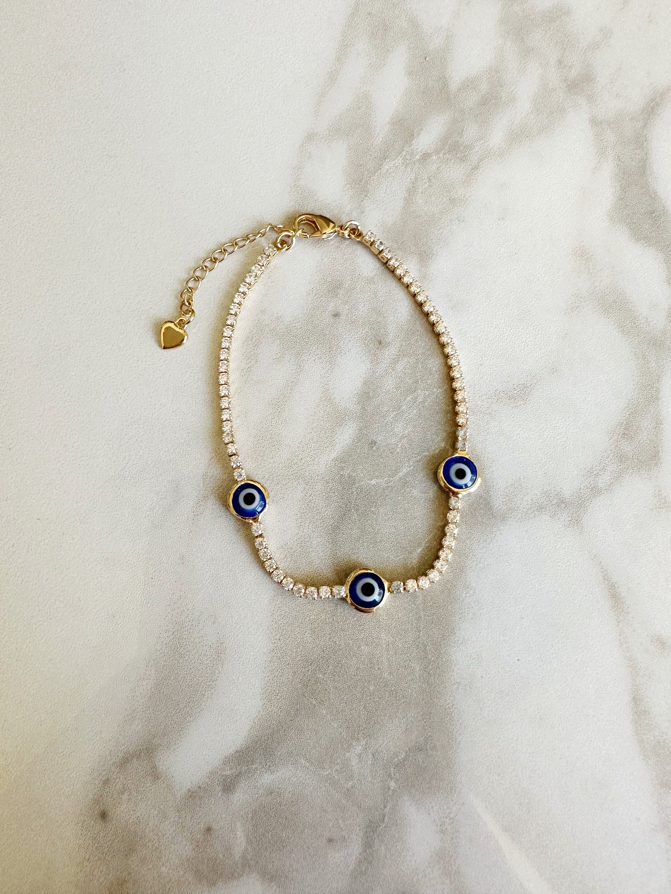 Blue Evil Eye Tennis Bracelet