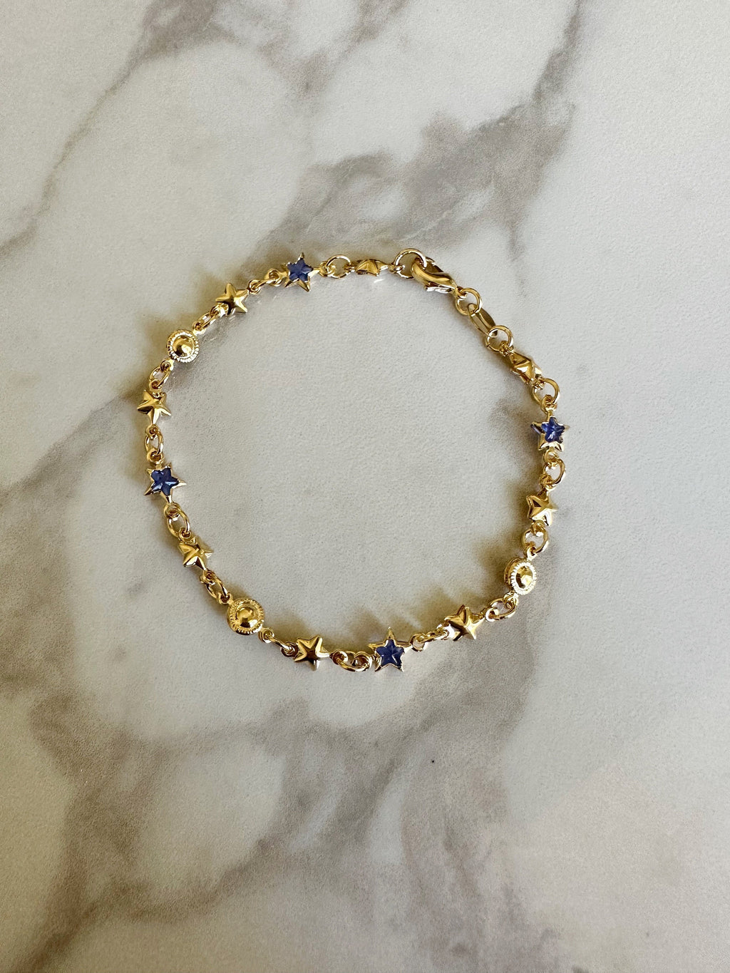 Gold and Blue Star Bracelet