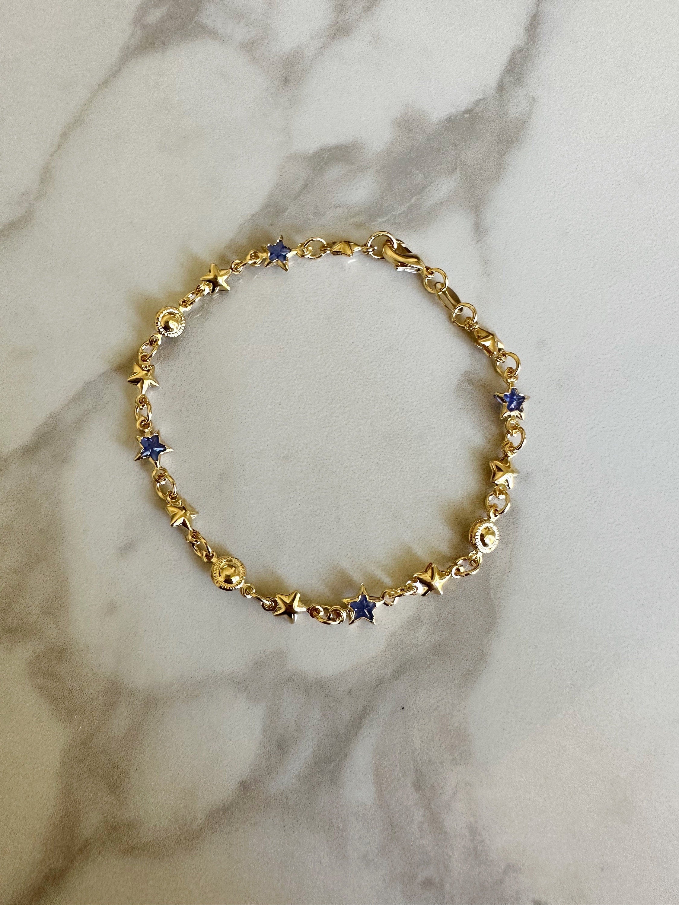 Gold and Blue Star Bracelet