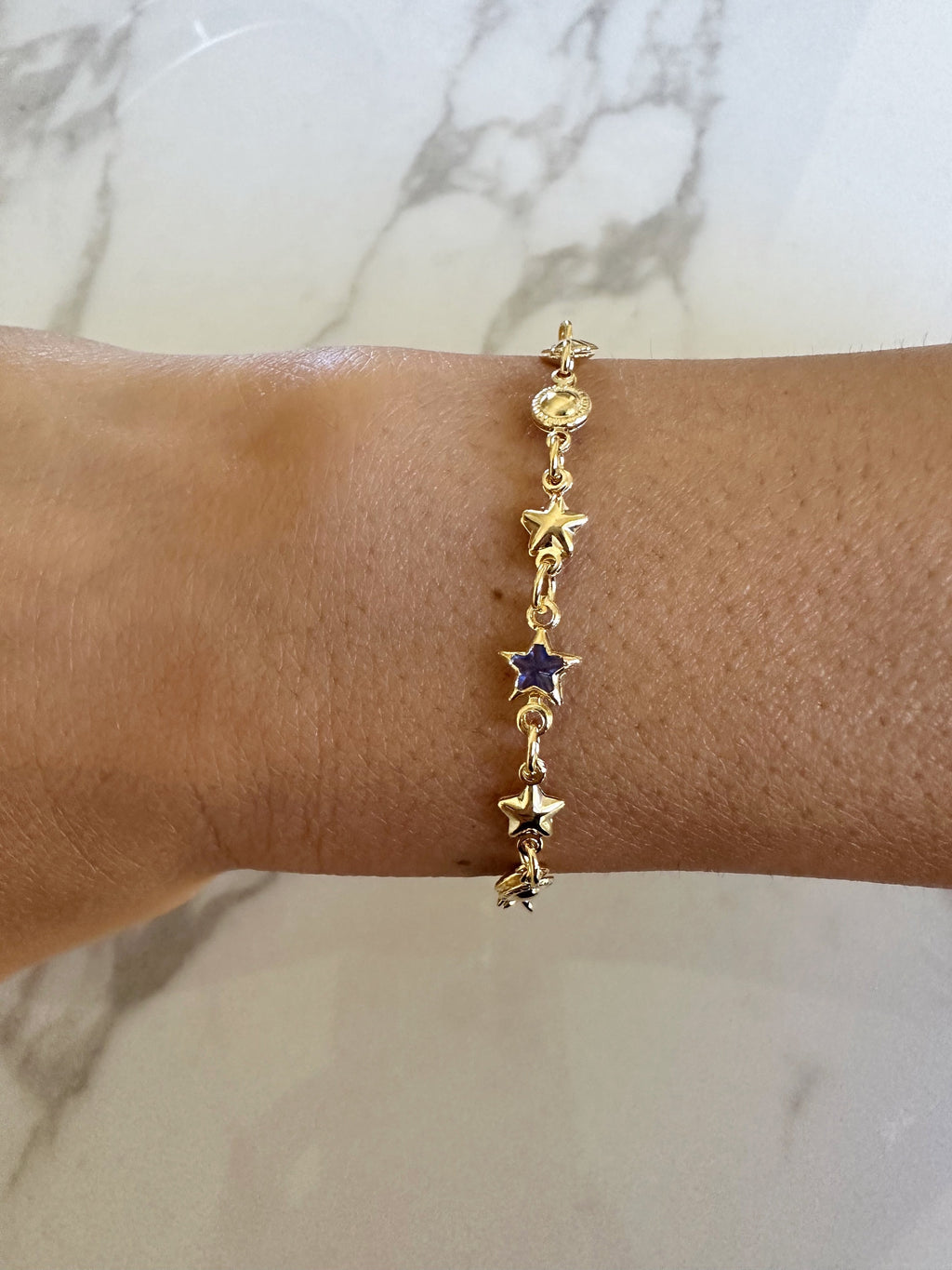 Gold and Blue Star Bracelet