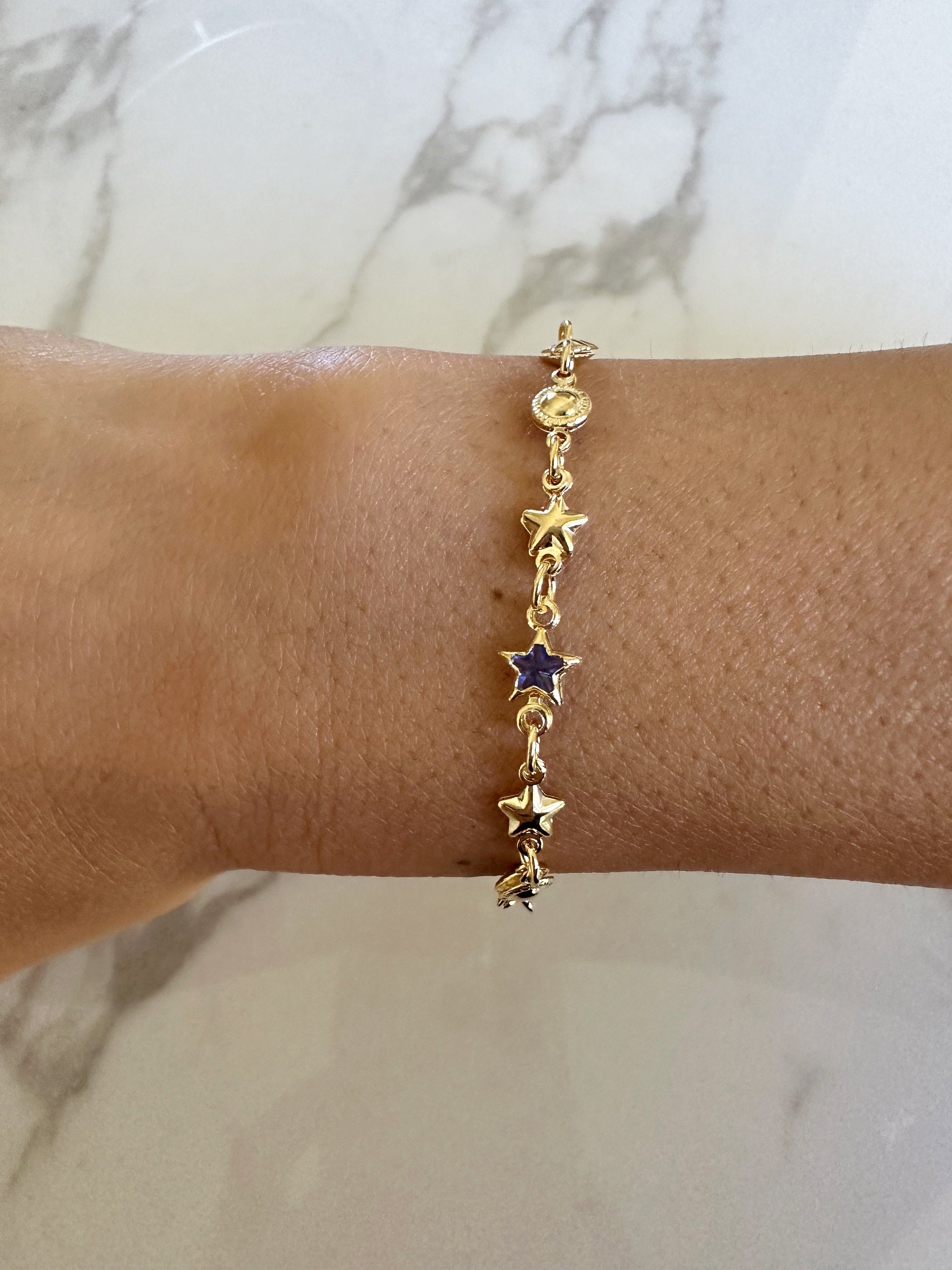 Gold and Blue Star Bracelet