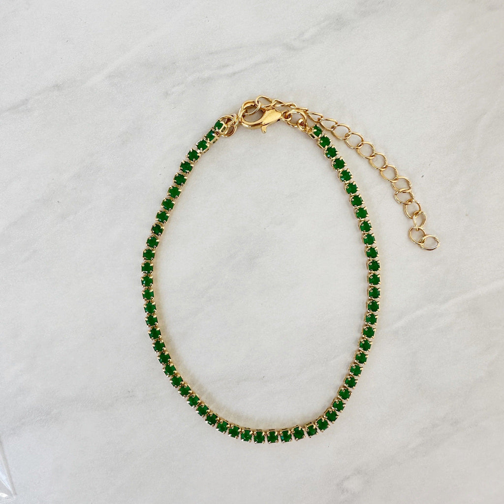 18k Gold Filled Green CZ Tennis Bracelet
