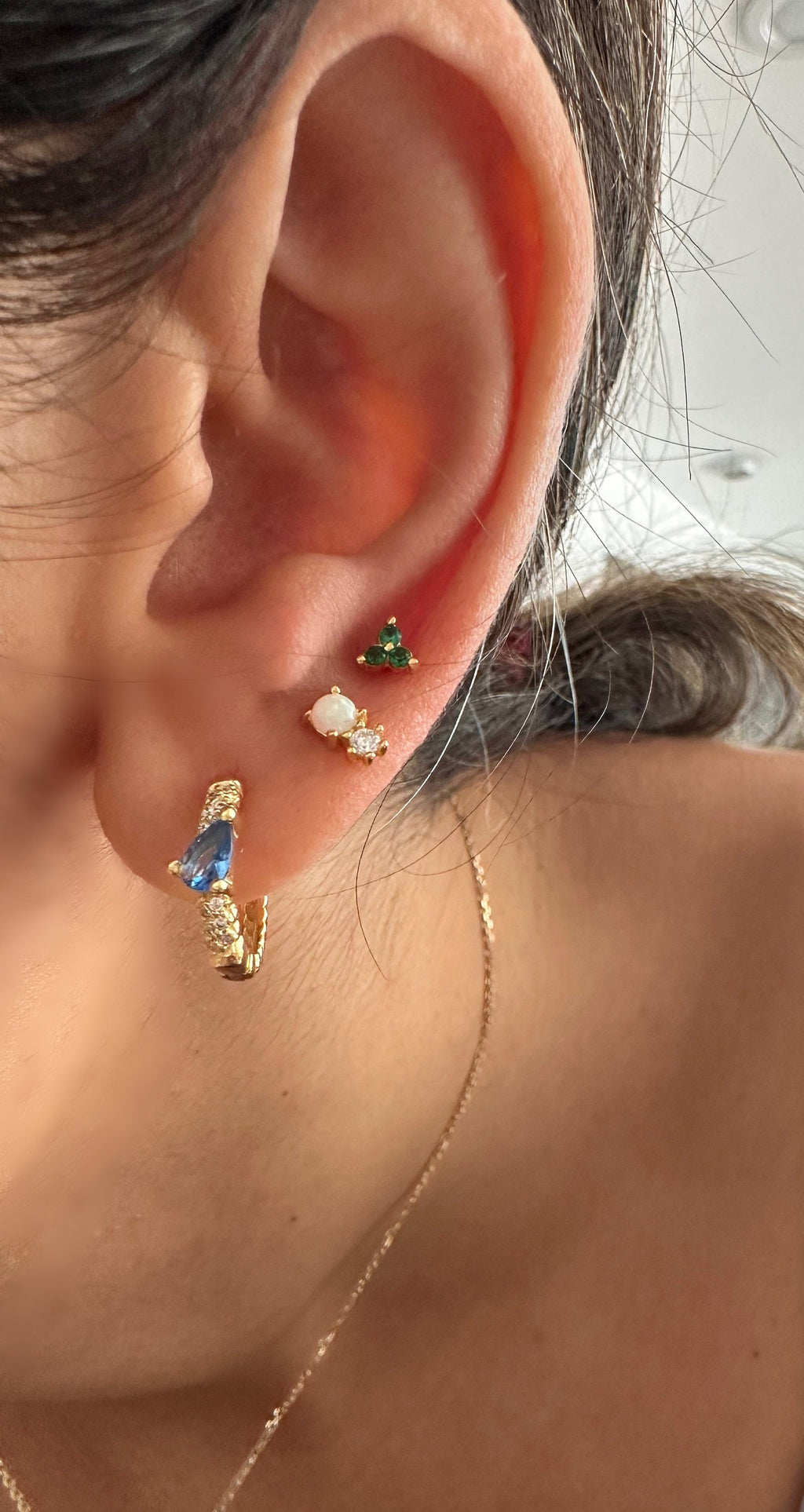 White Opal CZ Silver Stud Earrings, Opal Studs, Opal Earrings