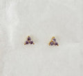 Small Purple CZ Stud Earrings: 18k Gold Plated Sterling Silver