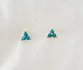 Tiny Turquoise CZ Stud Earrings: 18k Gold Plated Sterling Silver