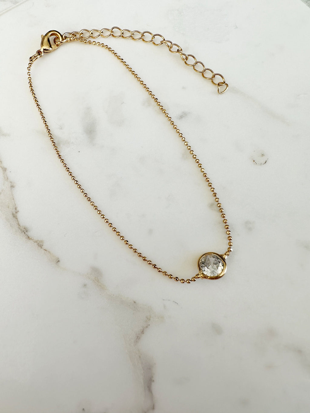 18k gold filled Clear CZ ball chain bracelet, dainty bracelet, cz bracelet