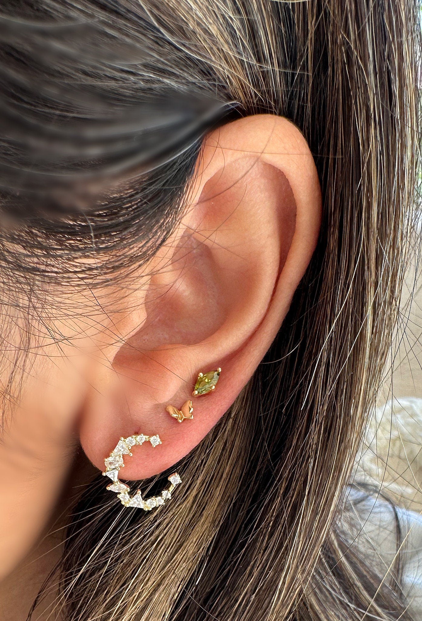 Gold Butterfly Stud Earrings