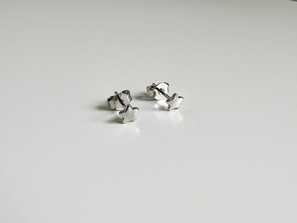 Rhodium Star Stud Earrings
