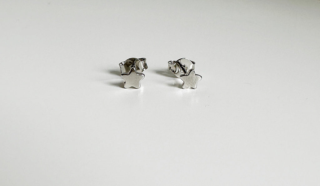 Rhodium Star Stud Earrings