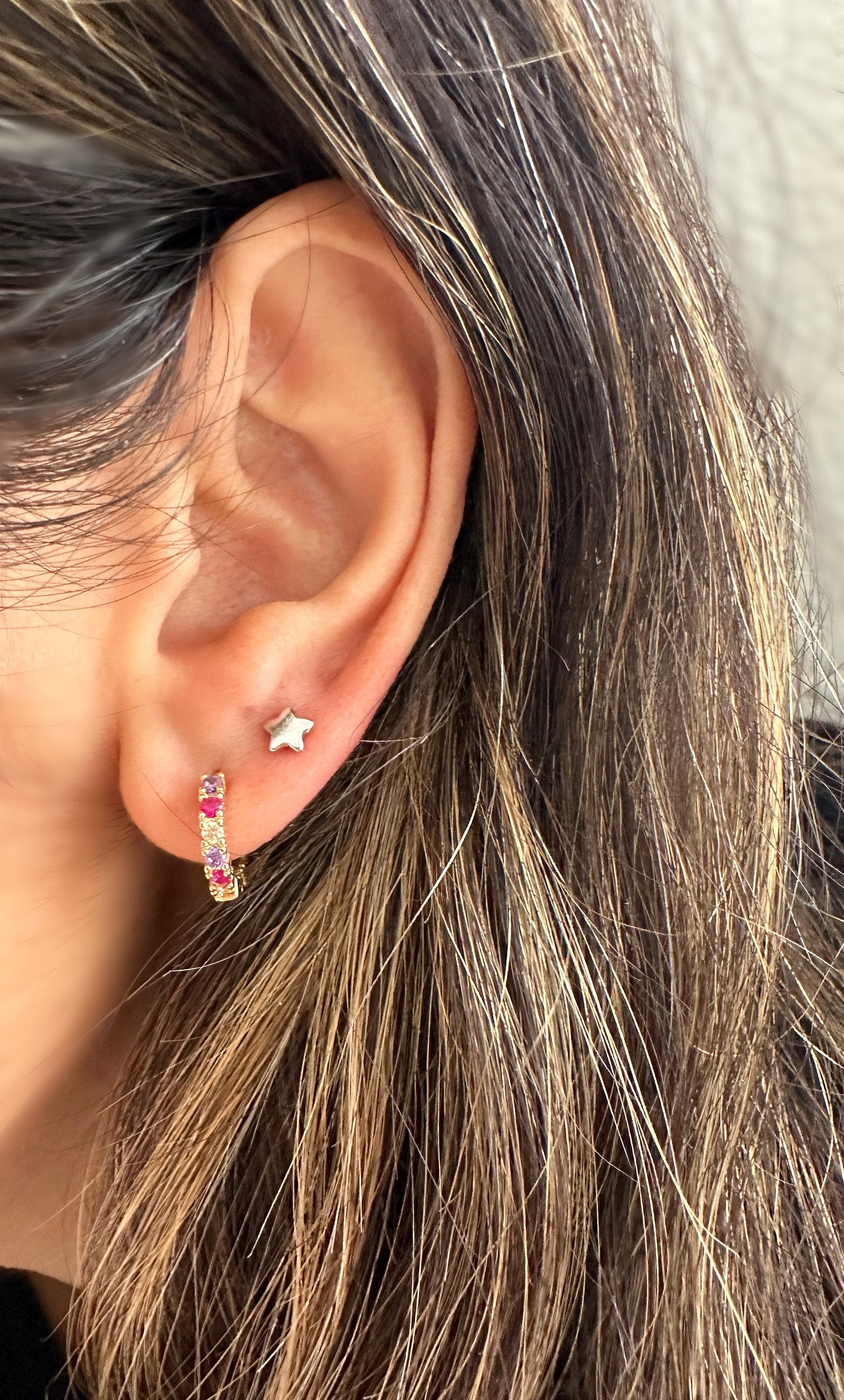 Rhodium Star Stud Earrings