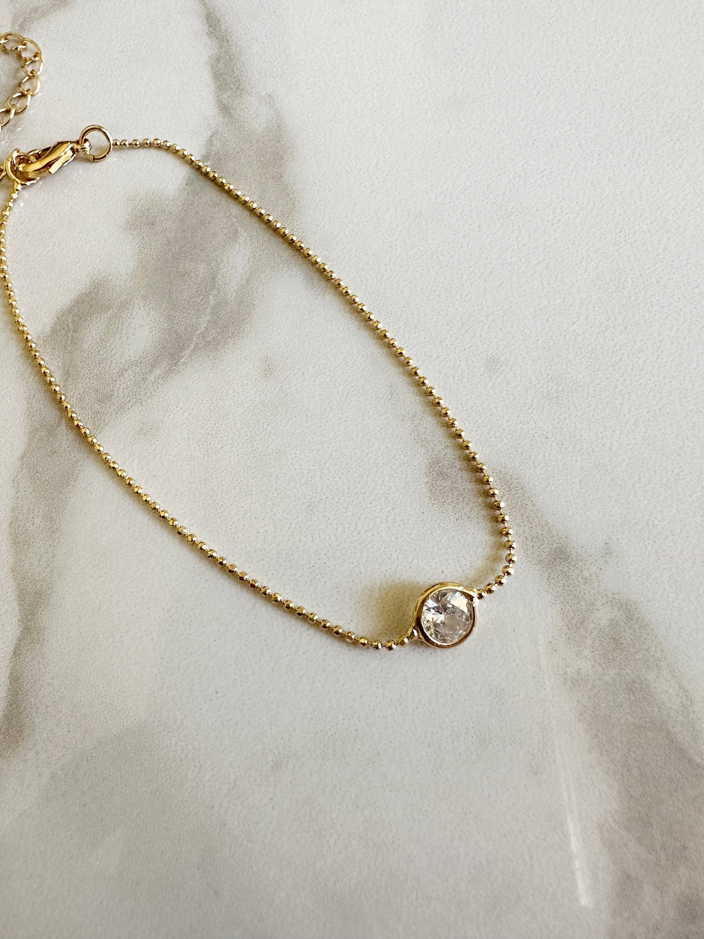 18k gold filled Clear CZ ball chain bracelet, dainty bracelet, cz bracelet