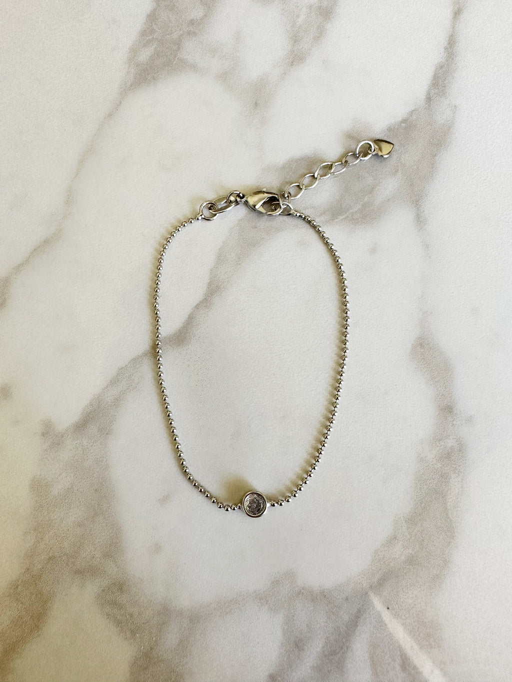 18k gold filled Rhodium Clear CZ ball chain bracelet, dainty bracelet, cz bracelet