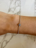 18k gold filled Rhodium Clear CZ ball chain bracelet, dainty bracelet, cz bracelet