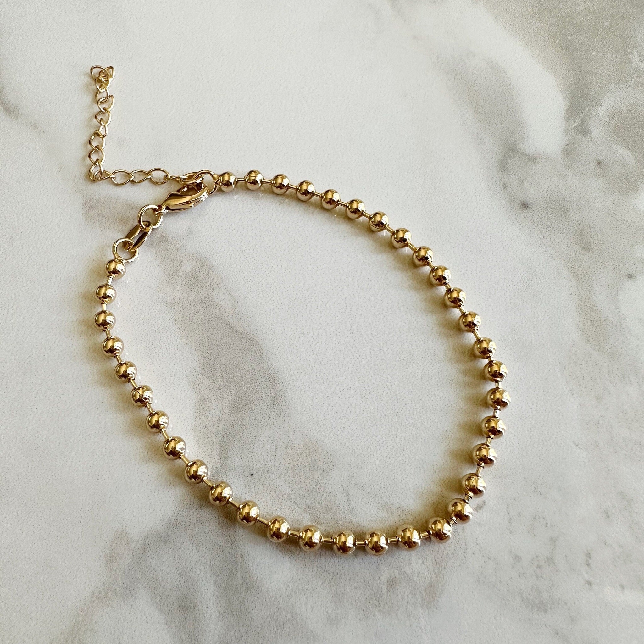 18k gold filled ball chain bracelet, dainty bracelet, gold layering bracelet