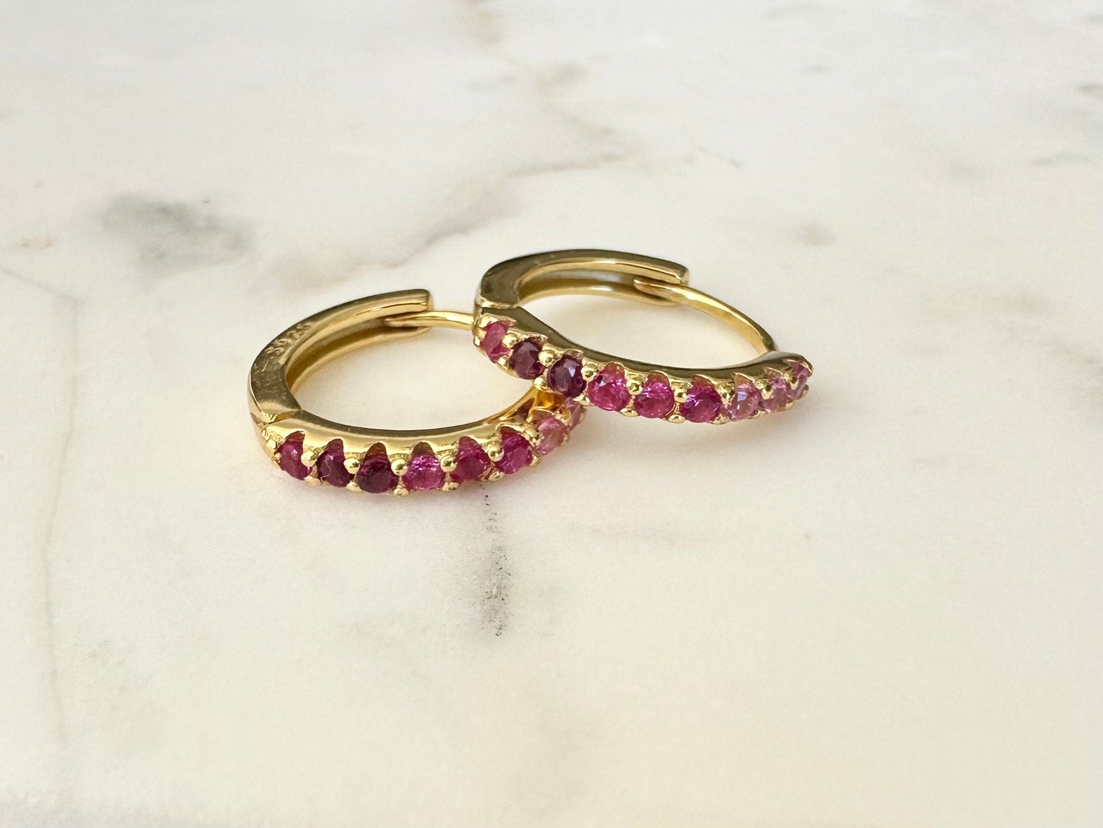 Pink Ombré Huggie Earrings