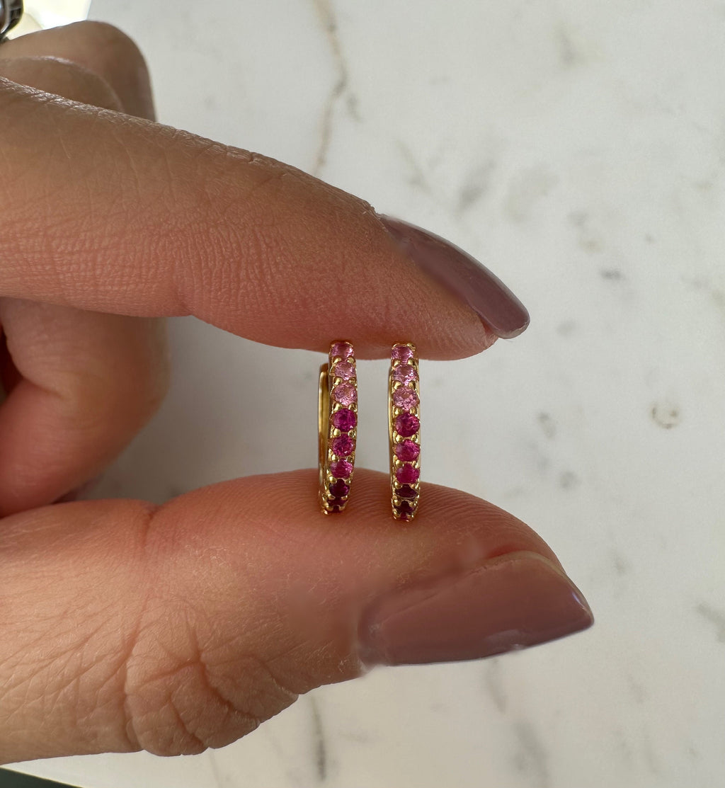 Pink Ombré Huggie Earrings