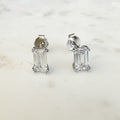 Silver CZ Baguette Stud Earrings