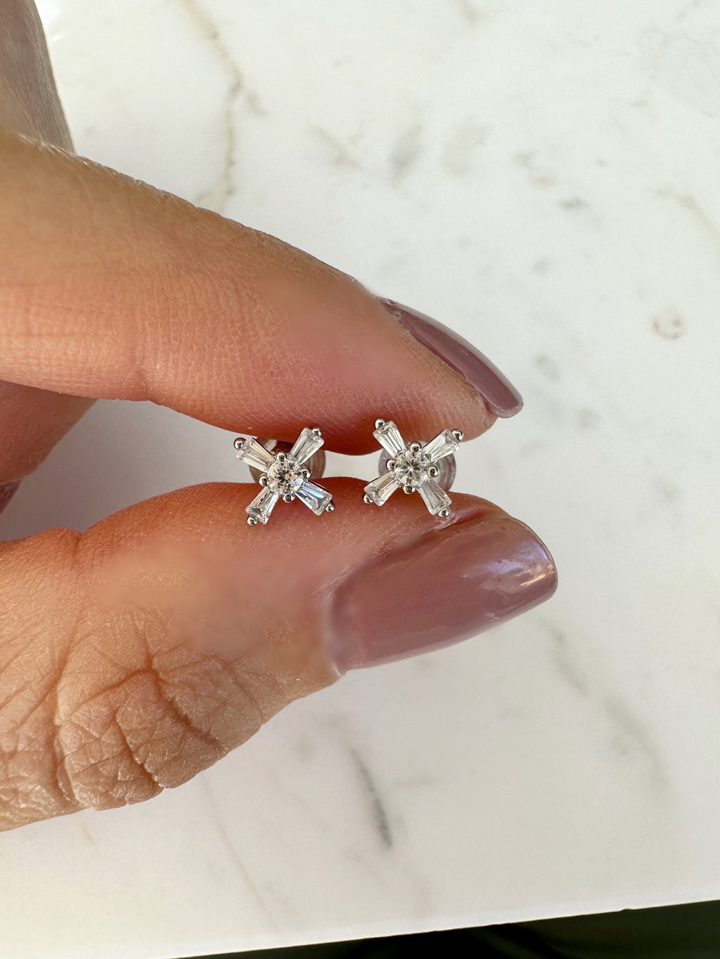 Silver CZ Cross X Stud Earrings, Silver Studs