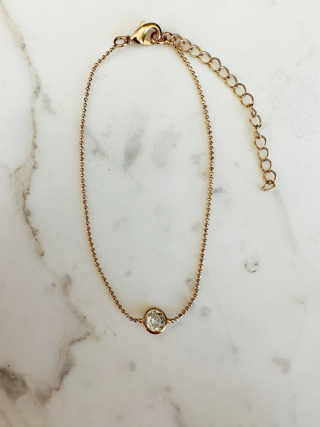 18k gold filled Clear CZ ball chain bracelet, dainty bracelet, cz bracelet